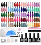 Beetles Gel Nail Polish Kit with U V Light, Beetles Four Seasons Glow 32 Colors Gel Polish 54 Pcs...
