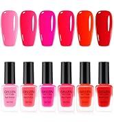 Gellen Red Nail Polish Set, Quick Air Dry Nail Polish Burgundy Bright Red Pink 6 Colors Trendy Re...
