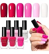 GELLEN Hot Pink Nail Polish, Quick Air Dry Natural Traditional Regular Nail Polish 6 Colors Set F...