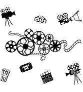 SUPERDANT Movie Reel Wall Decor Movie Elements Wall Sticker Filmstrip Popcorn Decals Vinyl Art De...