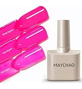 MAYCHAO 15ML Jelly Hot Pink Gel Nail Polish 1Pc Transparent Bright Pink Gel Polish Soak Off UV LE...