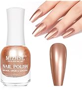 MIZHSE Chrome Nail Polish, Rose Glod Mirror Nail Polish for Nail Art, Long-lasting Mirror Metalli...