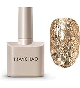 MAYCHAO 15ML Gold Glitter Gel Nail Polish 1Pc Sparkle Light Gold Gel Polish Soak Off UV LED Nail ...