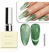 Mobray Gel Nail Polish, Emerald Green Cat Eye Gel Polish 15ml UV Cats Eye Glitter Nail Polish Gel...
