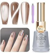 MIZHSE Cat Eye Gel Nail Polish 12mL Moonlight Champagne Magnetic Gel Polish Ceramic Glitter Smoot...