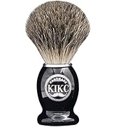 KIKC Handmade Shaving Brush - 100% Pure Badger Hair and Black Wooden Handle, can be used with Saf...