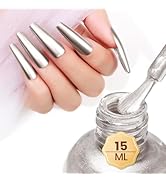 MIZHSE Chrome Metallic Nail Polish, Sliver Mirror Nail Polish for Nail Art, Long-lasting Mirror E...