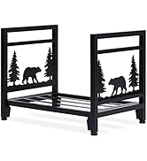 MYFIREPLACEDIRECT Firewood Rack, Heavy Duty Steel, Black, 19 x 13 x 14.8 in, Perfect for Fireplac...
