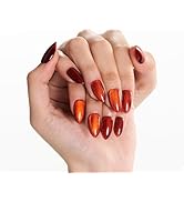GLAMERMAID Bright Red Cat Eyes Press on Nails Short Almond, Scarlet Aurora Magnet Handmade Fake N...