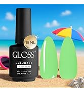 GLOSS Gel Nail Polish | Neon Lime 15 ml 1 pcs - HEMA Free Gel Polish, Neon Green Color Soak Off U...
