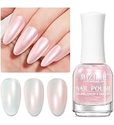 MIZHSE Nail Polish: 15Ml Mermaid Pearl Nail Polish Pink Aurora Effect Nail Polish, Fingernail and...