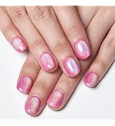 GLAMERMAID Press on Nails Extra Short Squoval, Spring Summer Handmade Rainbow Hot Pink Gel Nails ...