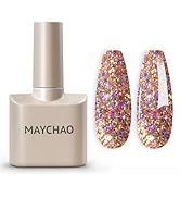 MAYCHAO 15ML Gel Nail Polish 1Pc Clear Pink Glitter Nail Polish Soak Off UV LED Nail Gel Polish N...