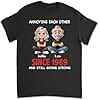 Wrappiness Couple T-Shirt Personalized - Annoying Each Other Since Funny Tee for Wife Husband, 100% Cotton Shirt for Spouses Black