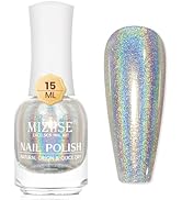 MIZHSE Holographic Nail Polish, Silver Glitter Nail Polish Air Dry Fast, 15ml/0.5 fl oz High Glos...