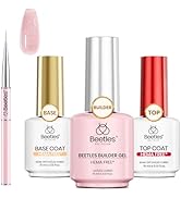 Beetles HEMA Free Builder Gel for Nails, 3 Pcs Glitter Pink Builder Nail Gel with Gel Top and Bas...