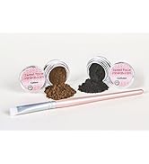 BLACK & BROWN EYE LINER w/BRUSH KIT Mineral Makeup Shadow Bare Skin Brow Powder Set