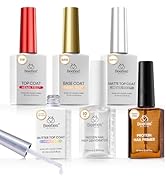 Beetles 6 Pcs Hema-Free Protein Nail Prep Dehydrator & Primer with Matte and Glitter Gel Top Coat...