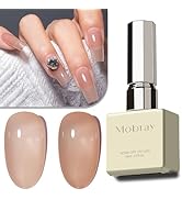 Mobray Gel Nail Polish, Nude Jelly Gel Polish 15ml UV Sheer Nude French Base Color Nail Polish Ge...