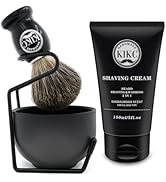 KIKC 5 in 1 Shaving Kit for Wet Shave, Set Includes Hand Crafted Pure Badger Shave Brush, Stainle...