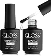 GLOSS No Wipe Gel Base & Top Coat | Set of 2 Pcs 15ml each Soak Off UV LED Base Top & Bottom Coat...