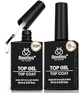 Beetles Top Coat Gel Nail Polish, 2Pcs 15ml No Wipe Gel Top Coat High Gloss Shiny Long-Lasting Cl...