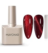 MAYCHAO 15ML Cat Eye Gel Nail Polish 1Pc Burgundy Gel Polish with Magnet Soak off Holographic Mag...