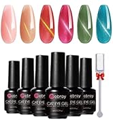 Mobray Cat Eye Gel Nail Polish, 6 Colors Pink Red Blue Magnetic Nail Polish Set With 1 Magnet Sti...
