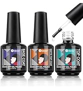 Mobray Gel Base and Top Coat, 3Pcs 15ml Clear Gel Matte Top and No Wipe Shine Top Gel Base Coat S...