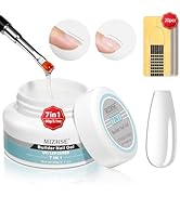 MIZHSE Builder Gel for Nails, 7 in 1 60g Large Capacity Clear Builder Nail Gel for Nail Strengthe...