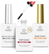 Beetles Hema Free Gel Top and Base Coat with Matte Top Coat Set, 3Pcs for Gel Nail Polish Soak Of...