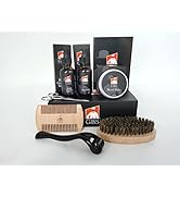 G.B.S Beard Growth Kit – W/Beard Roller, Oil & Growth Serum, Balm, Elegance Soft Tame Brush, Wood...