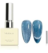 Mobray Gel Nail Polish, Dark Blue Cat Eye Gel Polish 15ml UV Moonlight Cats Eye Glitter Nail Poli...