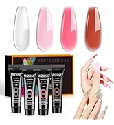 MIZHSE Poly Nail Gel 4 Color, Clear Nude Pink Jelly Pink Brown Acrylic Nail Extension Gel Tube Ha...