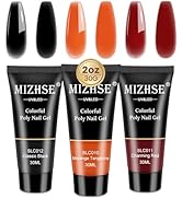 MIZHSE Poly Nail Gel Set 3 Colors Pumpkin Black Brown Nail Extension Gel kit U V Builder Gel for ...