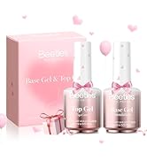 Beetles Gel Base and Top Coat Set Valentines Limited, 2Pcs 15ml No Wipe Top Coat Gel Nail Polish ...