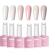 FZANEST Nude Gel Nail Polish Set,Beige Natural Pinkish Collection Gel Polish Nail Kit Soak Off Va...