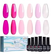 Mobray Gel Nail Polish Set, Pink Gel Polish UV Long Lasting Nail Polish Gel, Hot Neon Pink and Li...