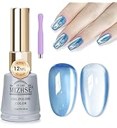 MIZHSE Moonlight Cat Eye Gel Nail Polish, 12mL Blue Glitter Cateye Gel Nail Polish Ceramic Glitte...