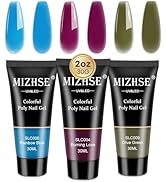 MIZHSE 3pcs Poly Nail Gel Set, Blue Green Purple Nail Extension Gel kit U V Builder Gel for Enhan...