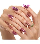 GLAMERMAID Grape Purple Press on Nails Short Almond, Handmade Magnet Cat Eyes Jelly Gel Fake Nail...