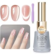 MIZHSE Pink Cat Eye Gel Nail Polish 12mL Nude Glitter Magnetic Gel Polish Smooth Soak Off U V LED...
