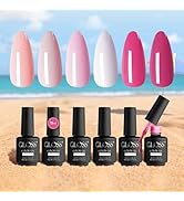 GLOSS HEMA Free Gel Polish Set | 6 Pcs Pink Gel Nail Polish with Taft Blush, Ballerina, Dazzle, L...