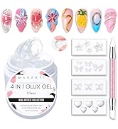 Makartt 3D Gel Nail Art: Clear Sculpting Gel Non-Sticky Hand Carving Glue Extension No Wipe Chrom...