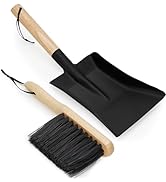 Fireplace Shovel & Brush Set, Large Ash Shovel and Hearth Brush with Wooden Handle, Fireplace Too...