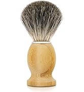 KIKC Hand Crafted Pure Badger Shaving Brush for Wet Shave, Comfortable Bamboo Handle, Soft Bristl...