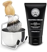 KIKC 5 in 1 Odorless Shaving Kit, Set Include Hand Crafted Synthetic Hair Bristle Shave Brush, St...