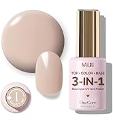 NAILOG One Step Beige Gel Nail Polish 12ml Top Coat Color Gel Base 3-In-1 Formula Soak Off UV Gel...
