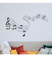 SUPERDANT Music Staff Wall Sticker Music Notes Wall Decals Notation Art Stickers Peel and Stick D...