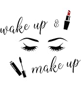 SUPERDANT PVC Wall Sticker Wake Up Make Up Eyelash Cosmetics Pattern Vinyl Lettering Wall Art De...